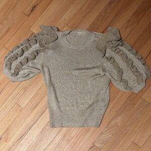 Ulla Johnson Gold Sweater with Ruffled Sleeves